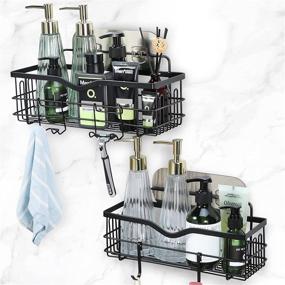 img 3 attached to 🚿 NEENCE Shower Caddy: Wall-Mounted Rustproof Shower Shelf with Hooks for Extra Storage Space - Black