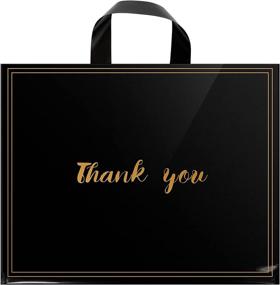 img 4 attached to Business Thank You Bags: 50 Pack of 12"x15" Large Black Plastic Shopping Bags for Boutique Small Businesses with Soft Loop Handle