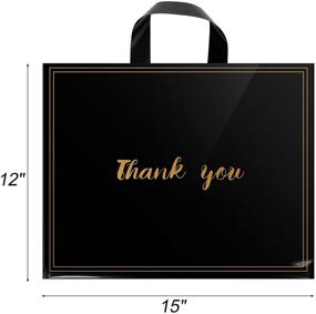 img 2 attached to Business Thank You Bags: 50 Pack of 12"x15" Large Black Plastic Shopping Bags for Boutique Small Businesses with Soft Loop Handle