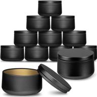 🕯️ 6-oz candle jar tin cans with lids - pack of 12 candle containers, black portable round travel tin for making candles, storage, and more logo