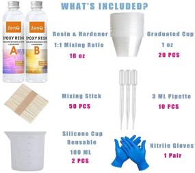 img 3 attached to 🔮 ZenQ Clear Epoxy Resin Kit - Crystal Clear Casting and Coating Resin for Jewelry, Tumblers, Art, Crafts - Includes 20 Measuring Cups, Mixing Sticks, Pipettes, and Silicone Cups (16oz)