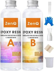 img 4 attached to 🔮 ZenQ Clear Epoxy Resin Kit - Crystal Clear Casting and Coating Resin for Jewelry, Tumblers, Art, Crafts - Includes 20 Measuring Cups, Mixing Sticks, Pipettes, and Silicone Cups (16oz)