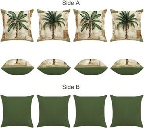 img 3 attached to 🌴 Elevate Your Home Decor with Bonhause Tropical Palm Tree Throw Pillow Covers: Set of 4 Vintage Green Plant Decorative Cases for Sofa Couch Car Bedroom - 18x18 Inch Polyester Linen Cushion Covers