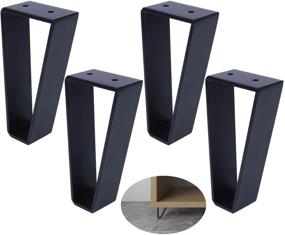 img 4 attached to 🪑 Osring 6 Inch Trapezoid Furniture Legs - Set of 4, Solid Steel Hairpin Leg for Side Table, TV Stand, and Cabinet - Black