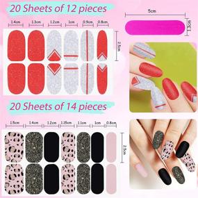 img 3 attached to 520 Pieces Full Wraps Nail Polish Stickers Self-Adhesive Nail Art Decals with Nail Files - Various Styles for Women and Girls | DIY Nail Art Decoration
