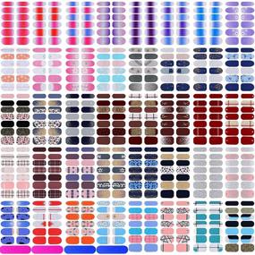 img 4 attached to 520 Pieces Full Wraps Nail Polish Stickers Self-Adhesive Nail Art Decals with Nail Files - Various Styles for Women and Girls | DIY Nail Art Decoration