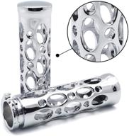 🏍️ httmt trhb103-cd-1 inch chrome motorcycle hollow hole shape hand grips compatible with harley davidson nomad, drifter, vulcan 1600, 2000, fxdl dyna low rider logo