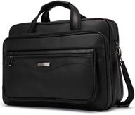 👜 stylish and durable leather briefcase for men - large capacity 15.6 inch laptop business travel shoulder bag in black - perfect father's day gift logo