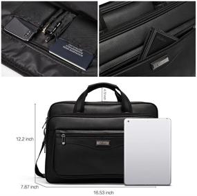 img 2 attached to 👜 Stylish and Durable Leather Briefcase for Men - Large Capacity 15.6 Inch Laptop Business Travel Shoulder Bag in Black - Perfect Father's Day Gift