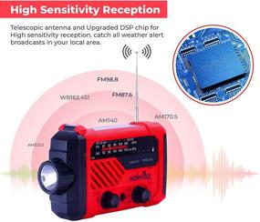 img 3 attached to Экстренный ручной фонарик SOLAROZ с ручным приводом, солнечной зарядкой, радиоприемником AM/FM/NOAA, зарядным устройством для мобильного телефона и светодиодной лампой.