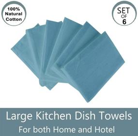 img 2 attached to 🧼 Linen and Towel Dish Towels: Premium 6-Pack 130 Thread Count Ring Spun Cotton Vintage Plain, Large 18"x28" Kitchen Dish Towels in Sea Foam Green - Ideal for Hand Towels, Tea Towels, and Dish Cloths