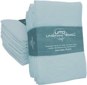 img 4 attached to 🧼 Linen and Towel Dish Towels: Premium 6-Pack 130 Thread Count Ring Spun Cotton Vintage Plain, Large 18"x28" Kitchen Dish Towels in Sea Foam Green - Ideal for Hand Towels, Tea Towels, and Dish Cloths