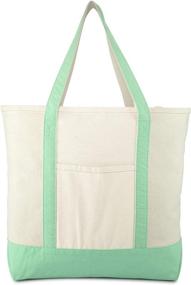 img 3 attached to 22-inch Zippered Heavy Duty Cotton 👜 Canvas Tote Bag: Durable and Reliable Carry-All