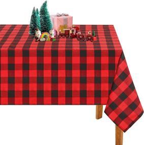 img 4 attached to Classic Checkered Christmas Tablecloth: Rectangle Decoration for Festive Ambience