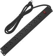 heavy duty 8 outlet metal power strip, wall mountable power strip with switch, 15a 125v 1875w, wide spaced commercial shop power strip, 6 ft sjt 14awg power cord (6ft) logo