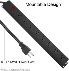 img 1 attached to Heavy Duty 8 Outlet Metal Power Strip, Wall Mountable Power Strip with Switch, 15A 125V 1875W, Wide Spaced Commercial Shop Power Strip, 6 FT SJT 14AWG Power Cord (6FT)