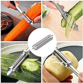 img 2 attached to 3-in-1 Multifunctional Stainless Steel Vegetable Fruit Peeler with Dual Julienne Slicer and Non-Slip Handle - Perfect for Carrots, Cucumbers, Potatoes, Apples