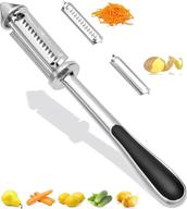 3-in-1 multifunctional stainless steel vegetable fruit peeler with dual julienne slicer and non-slip handle - perfect for carrots, cucumbers, potatoes, apples логотип