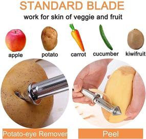 img 1 attached to 3-in-1 Multifunctional Stainless Steel Vegetable Fruit Peeler with Dual Julienne Slicer and Non-Slip Handle - Perfect for Carrots, Cucumbers, Potatoes, Apples