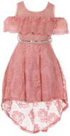 👗 off shoulder hi-lo floral lace rhinestone flower girl swing summer dress usa 4-16 for girls logo