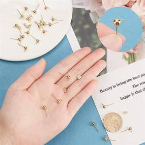 img 3 attached to 🦄 UNICRAFTALE 30pcs Gold Ball Post Stud Earrings - Hypoallergenic 304 Stainless Steel Findings, with Loop, Ear Nut and Earring Post - Ideal for Wearing or DIY Earrings