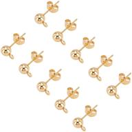 🦄 unicraftale 30pcs gold ball post stud earrings - hypoallergenic 304 stainless steel findings, with loop, ear nut and earring post - ideal for wearing or diy earrings logo