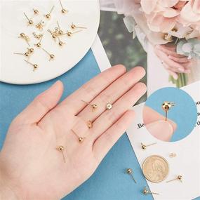 img 2 attached to 🦄 UNICRAFTALE 30pcs Gold Ball Post Stud Earrings - Hypoallergenic 304 Stainless Steel Findings, with Loop, Ear Nut and Earring Post - Ideal for Wearing or DIY Earrings