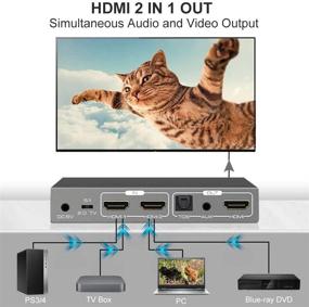 img 1 attached to 2-in-1 HDMI Switch and Audio Extractor - 4K HDMI ARC to Toslink, Coaxial, HDMI Video Converter | Supports HDMI 2.0 and HDCP 2.2