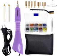 💎 ziiyan diy hot fix rhinestone applicator wand setter tool kit | hotfix applicator with 7 sizes tips, tweezers, cleaning brush | includes 1 box of hot-fix crystal rhinestones logo