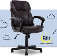 serta manager office chair: layer body 🪑 pillow, faux leather, lumbar support - roasted chestnut brown logo