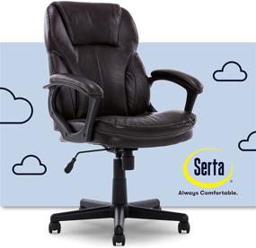 img 4 attached to Serta Manager Office Chair: Layer Body 🪑 Pillow, Faux Leather, Lumbar Support - Roasted Chestnut Brown