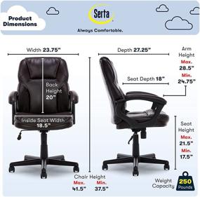 img 2 attached to Serta Manager Office Chair: Layer Body 🪑 Pillow, Faux Leather, Lumbar Support - Roasted Chestnut Brown