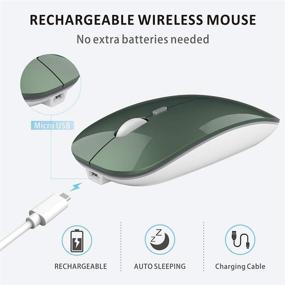 img 3 attached to Q5 Slim Rechargeable Wireless Mouse - Silent, Ultra Thin & Portable | USB Receiver + Type C Adapter | Compatible with PC, Laptop, Desktop - Blackish Green