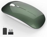 q5 slim rechargeable wireless mouse - silent, ultra thin & portable | usb receiver + type c adapter | compatible with pc, laptop, desktop - blackish green логотип