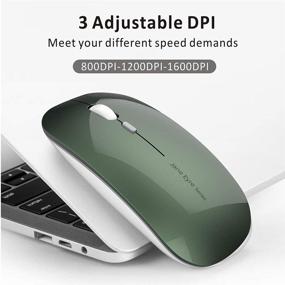 img 2 attached to Q5 Slim Rechargeable Wireless Mouse - Silent, Ultra Thin & Portable | USB Receiver + Type C Adapter | Compatible with PC, Laptop, Desktop - Blackish Green