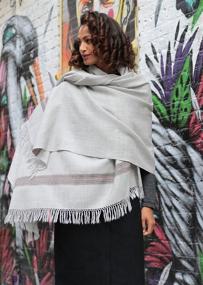 img 3 attached to 🧣широкий шарф Pashmina из мериносовой шерсти likemary - путешественник, покрывало – этично плетется вручную Манси