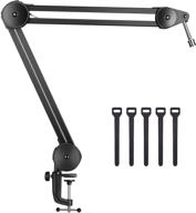 optimized puroma microphone arm stand: upgraded heavy duty suspension boom scissor arm stand with 5 ties for blue yeti, snowball, and blue yeti nano (medium) logo