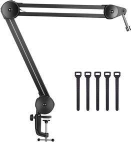 img 4 attached to Optimized Puroma Microphone Arm Stand: Upgraded Heavy Duty Suspension Boom Scissor Arm Stand with 5 Ties for Blue Yeti, Snowball, and Blue Yeti Nano (Medium)