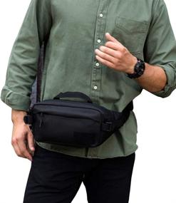 img 2 attached to 🎒 Nylon Waist Bag Running Fanny Pack: Ideal Wearable for Outdoor Travel, Tactical Sports, Camping, Hiking, Hunting, and Fishing - Portable Handbag Belt Bum Pouch Daypack in Khaki for both Men and Women