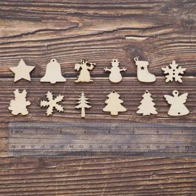 img 2 attached to 🎄 150pcs HESTYA Wooden Ornaments - Mini Christmas Theme Natural Wood Slices for DIY Crafts, Xmas Tree Decorations, Hanging, and Decorative Cutouts