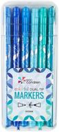 🌊 erin condren ocean dual-tip markers: vibrant 6-pack set for drawing, coloring, and art - fine and standard tips, ideal for kids and adults logo