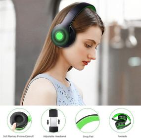 img 1 attached to 🎧 IFECCO Bluetooth Headphones Over Ear Foldable Wireless/Wired Stereo Headset with Micro SD/TF, FM, for Cell Phone, PC, Soft Memory-Protein Earmuffs (Green)