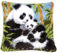 vecance animal latch hook kits: diy panda pattern pet pillowcase embroidery craft for home decoration - 16.9 x 16.9 inch logo