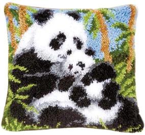 img 4 attached to VECANCE Animal Latch Hook Kits: DIY Panda Pattern Pet Pillowcase Embroidery Craft for Home Decoration - 16.9 X 16.9 inch