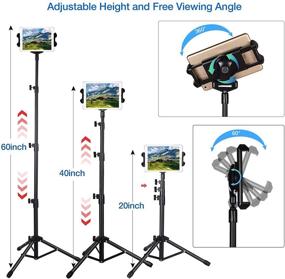 img 2 attached to 📱 Настольный тренога для iPad с регулируемой высотой и складной конструкцией, c поворотным креплением на 360° - совместима с iPad Mini, iPad Air, Kindle и планшетами и телефонами от 4,7 до 12,9 дюймов