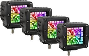 img 4 attached to 🚛 Nicoko 3 Inch 18w RGB LED Offroad Lights - Waterproof Square Pods with Controller for Trucks, Cars, Boats - Pack of 4