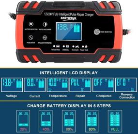 img 2 attached to 🔌 Achort Smart Car Battery Charger - 12V/8A 24V/4A Automotive Battery Charger with LCD Display, Pulse Repair Trickle Charger Pack for Car, Truck, Motorcycle, Lawn Mower, Boat, Marine