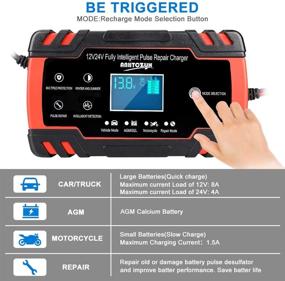 img 3 attached to 🔌 Achort Smart Car Battery Charger - 12V/8A 24V/4A Automotive Battery Charger with LCD Display, Pulse Repair Trickle Charger Pack for Car, Truck, Motorcycle, Lawn Mower, Boat, Marine