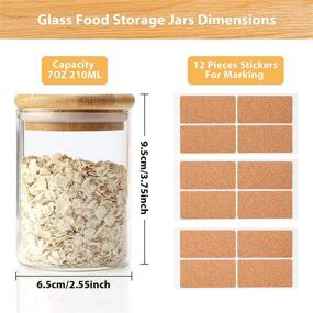 img 3 attached to 🏺 Set of 12 Glass Jars with Airtight Bamboo Lids & Labels - Chrider Spice Containers for Kitchen Storage of Tea, Sugar, Salt, Pepper, Spices, Coffee, Flour, Herbs, Grains