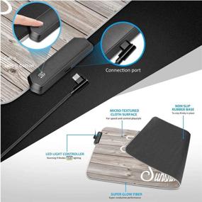 img 1 attached to Огромный светящийся игровой коврик для мыши с LED-подсветкой - большой расширенный коврик для мыши с RGB-солнечниками, 10 режимами подсветки, нескользящим резиновым основанием - 31,5 x 11,8 дюйма, идеально подходит для компьютерной клавиатуры и мыши